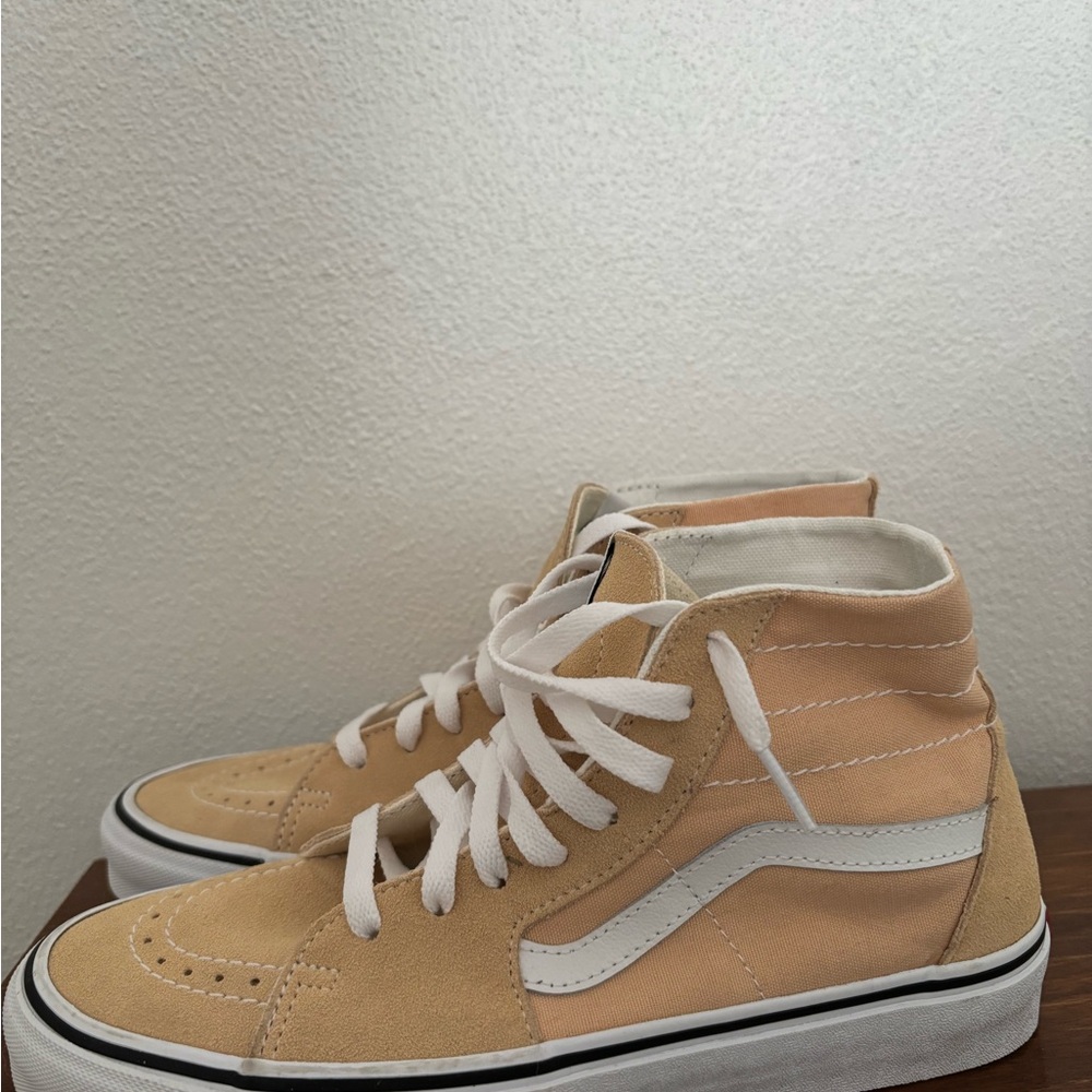 Vans Beige and White High-Top Sneakers
